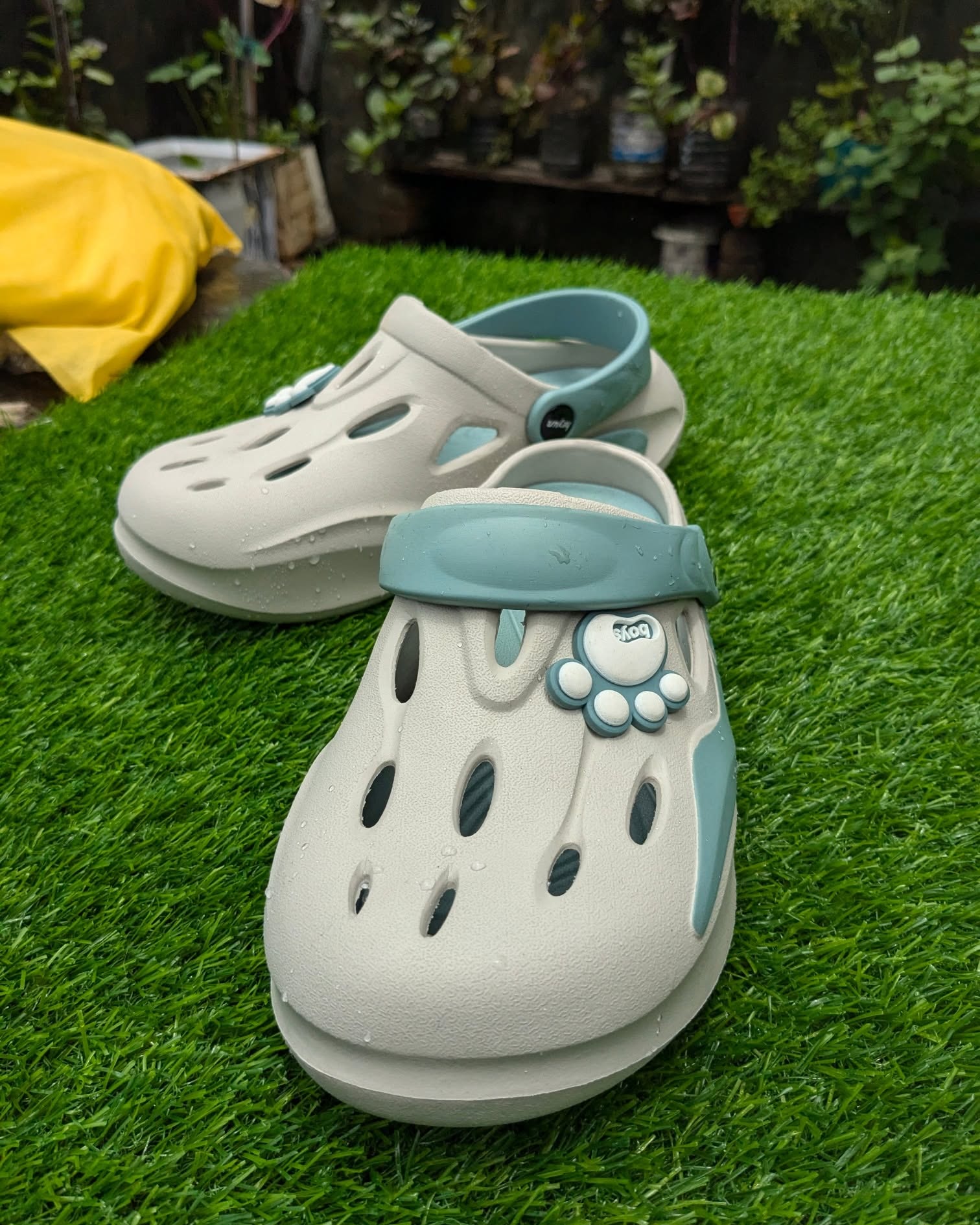 beice Double Sole Clogs cyan