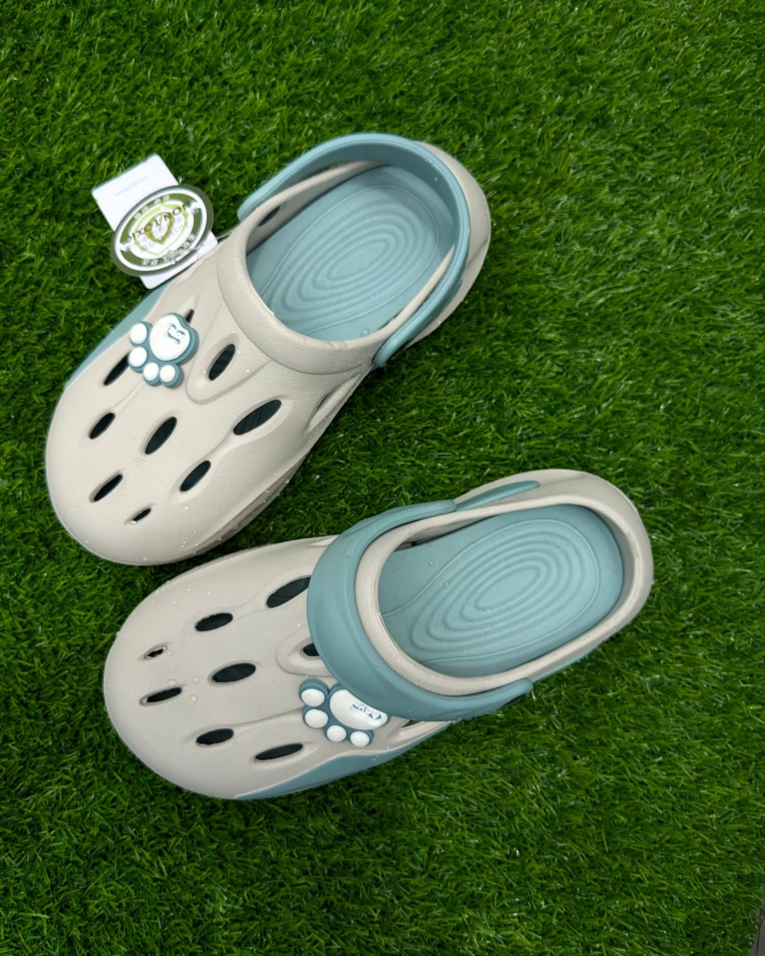 beice Double Sole Clogs cyan